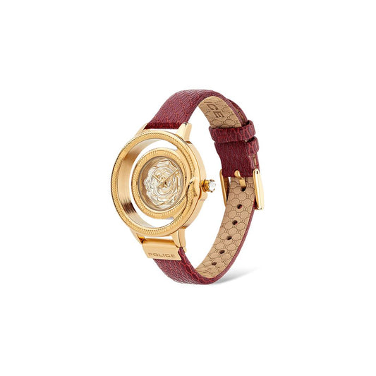 Police Red Leather Dress Watch