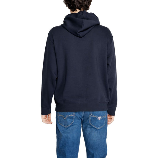 Armani Exchange Blue Cotton Hoodie Mens Sweater