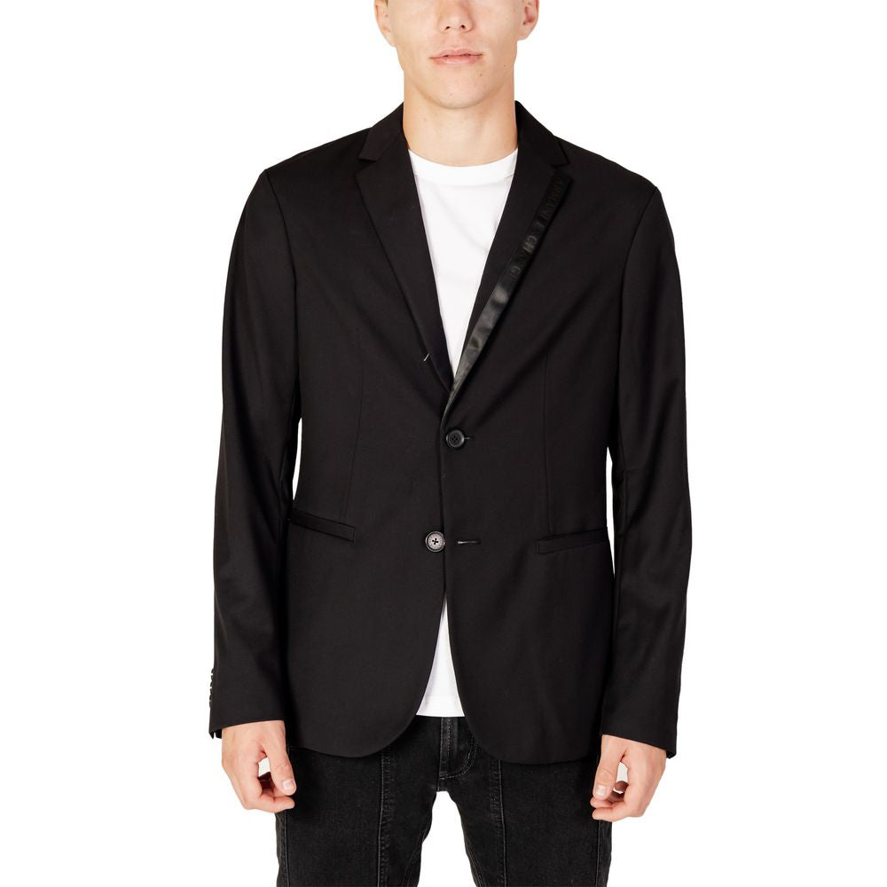 Armani Exchange Black Polyester Blazer Mens Blazer