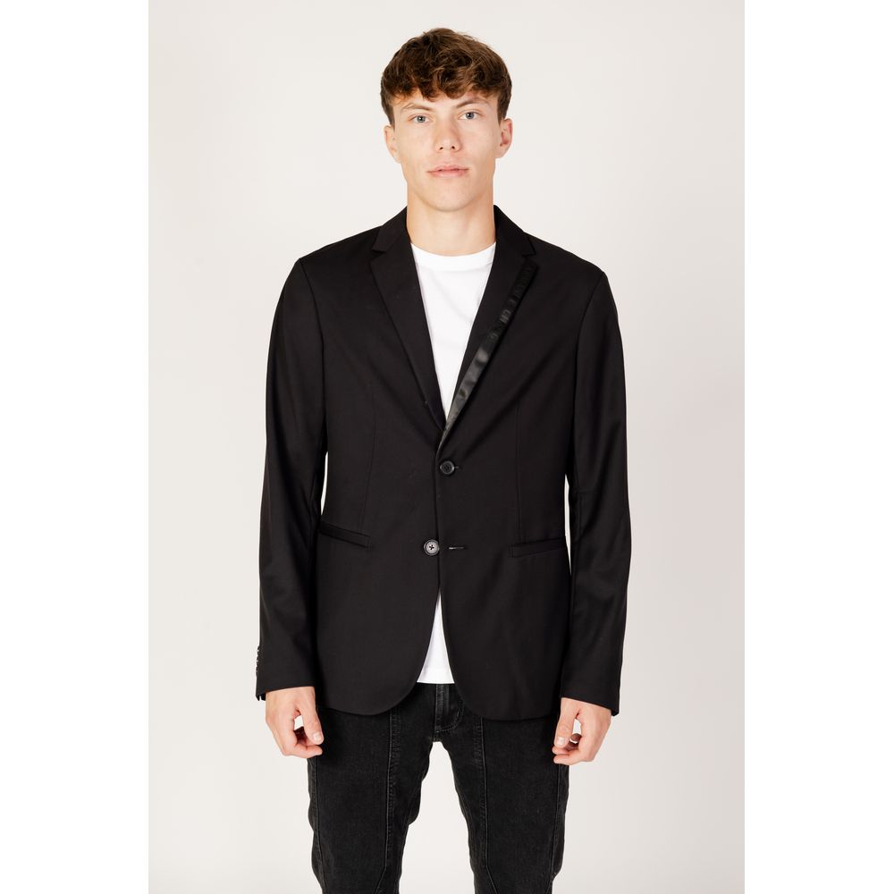 Armani Exchange Black Polyester Blazer Mens Blazer