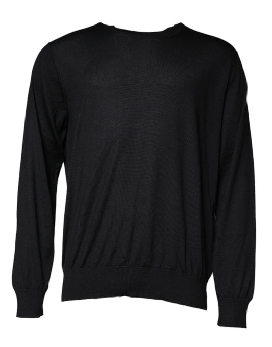Dolce & Gabbana Black Cashmere Crew Neck Pullover Sweater Mens Sweater