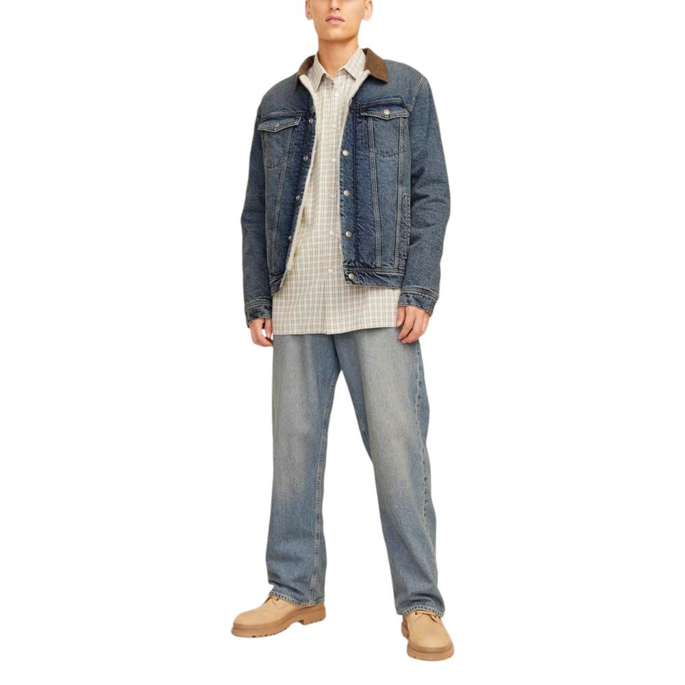 Jack Jones Blue Cotton Jackets & Coat Mens Jacket