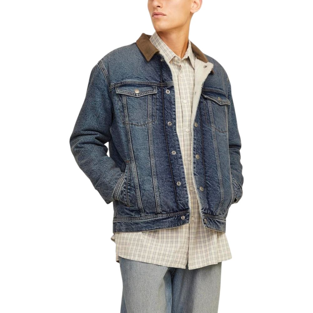 Jack Jones Blue Cotton Jackets & Coat Mens Jacket