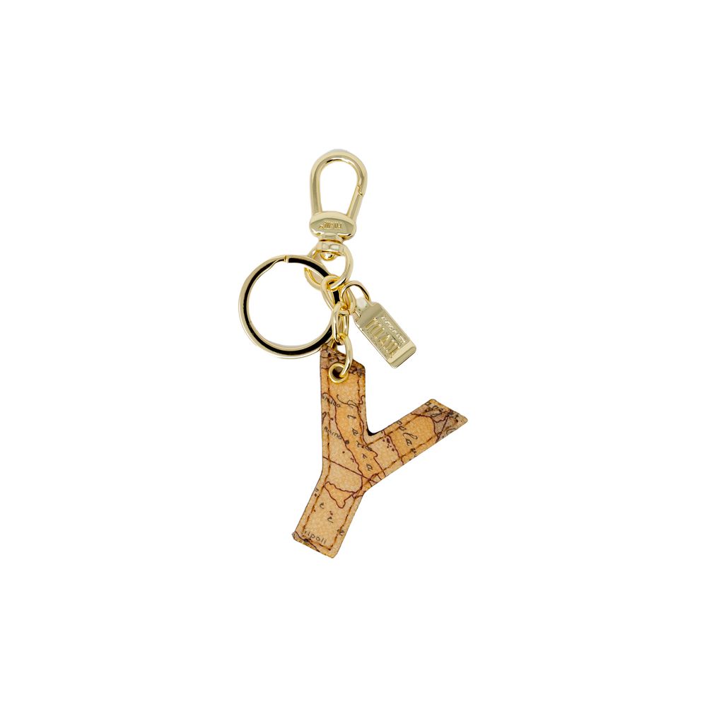 Alviero Martini Prima Classe Beige Leather Leather Keychain