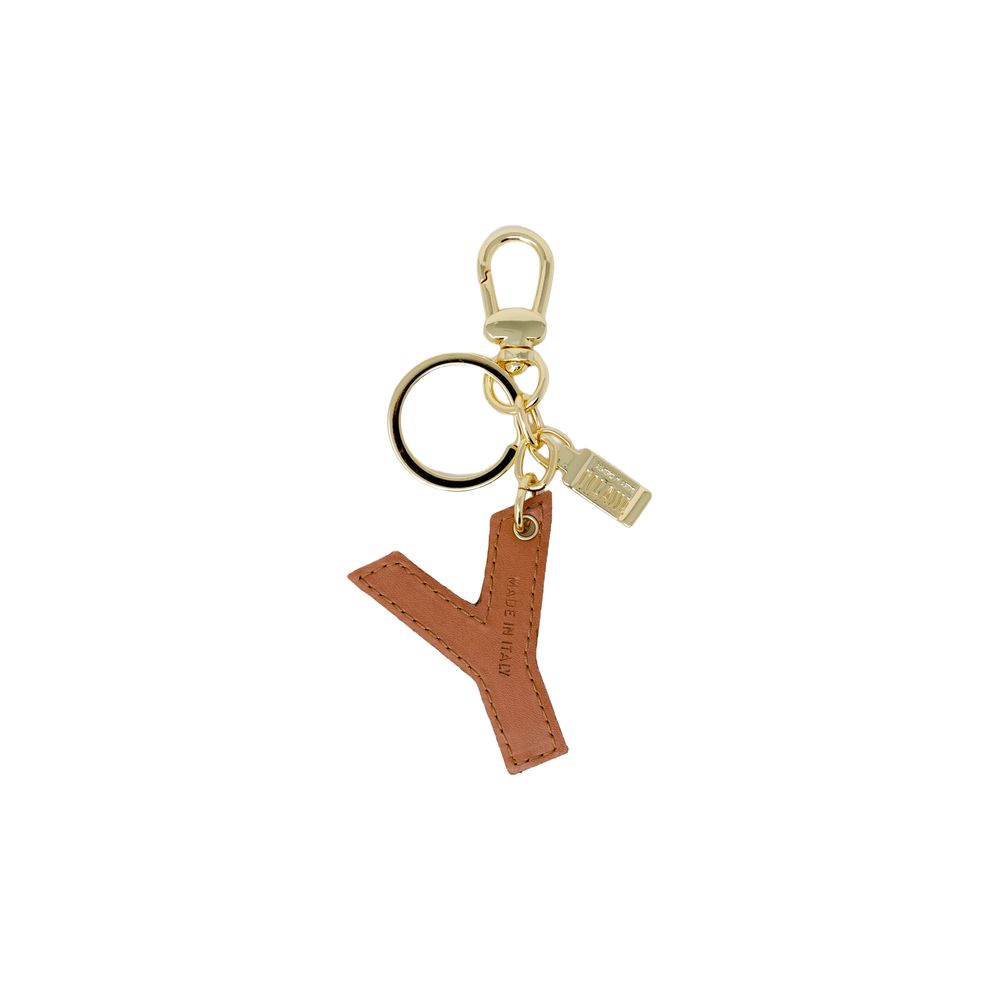 Alviero Martini Prima Classe Beige Leather Leather Keychain