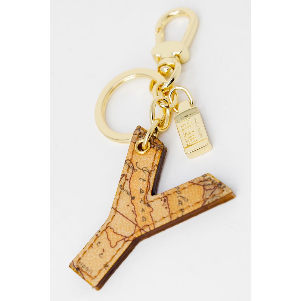 Alviero Martini Prima Classe Beige Leather Leather Keychain
