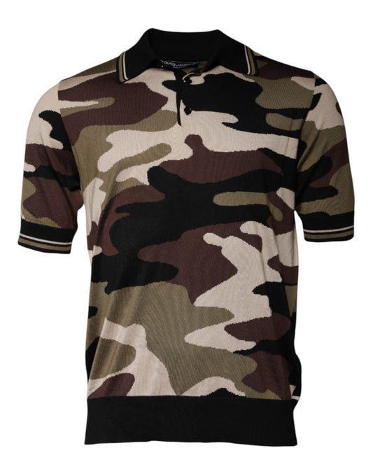 Dolce & Gabbana Multicolor Camouflage Collared Polo T-shirt Mens T-Shirt