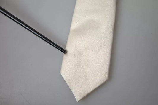 Dolce & Gabbana Off White Satin Silk Classic Men Necktie