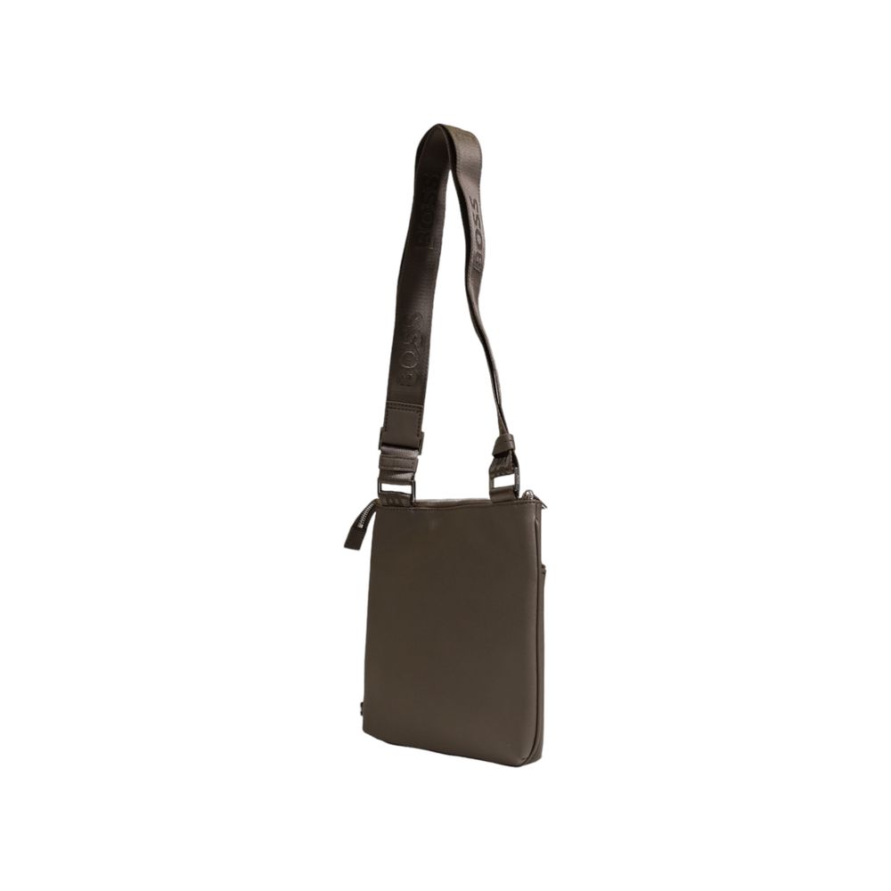 Hugo Boss Green Leather Messenger Bag Mens Messenger Bag