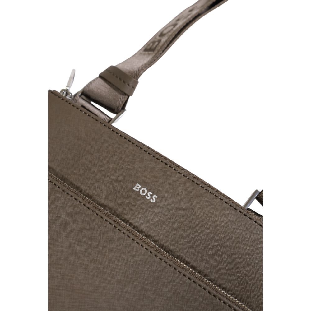 Hugo Boss Green Leather Messenger Bag Mens Messenger Bag