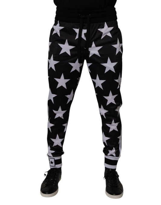 Dolce & Gabbana Black White Stars Jogger Men Sweatpants Pants