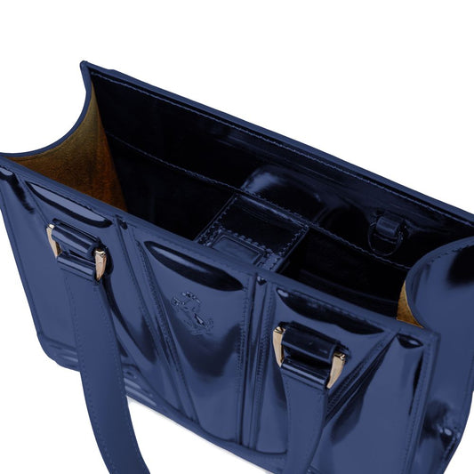 Ferrari Metallic Blue Leather Women Handbag