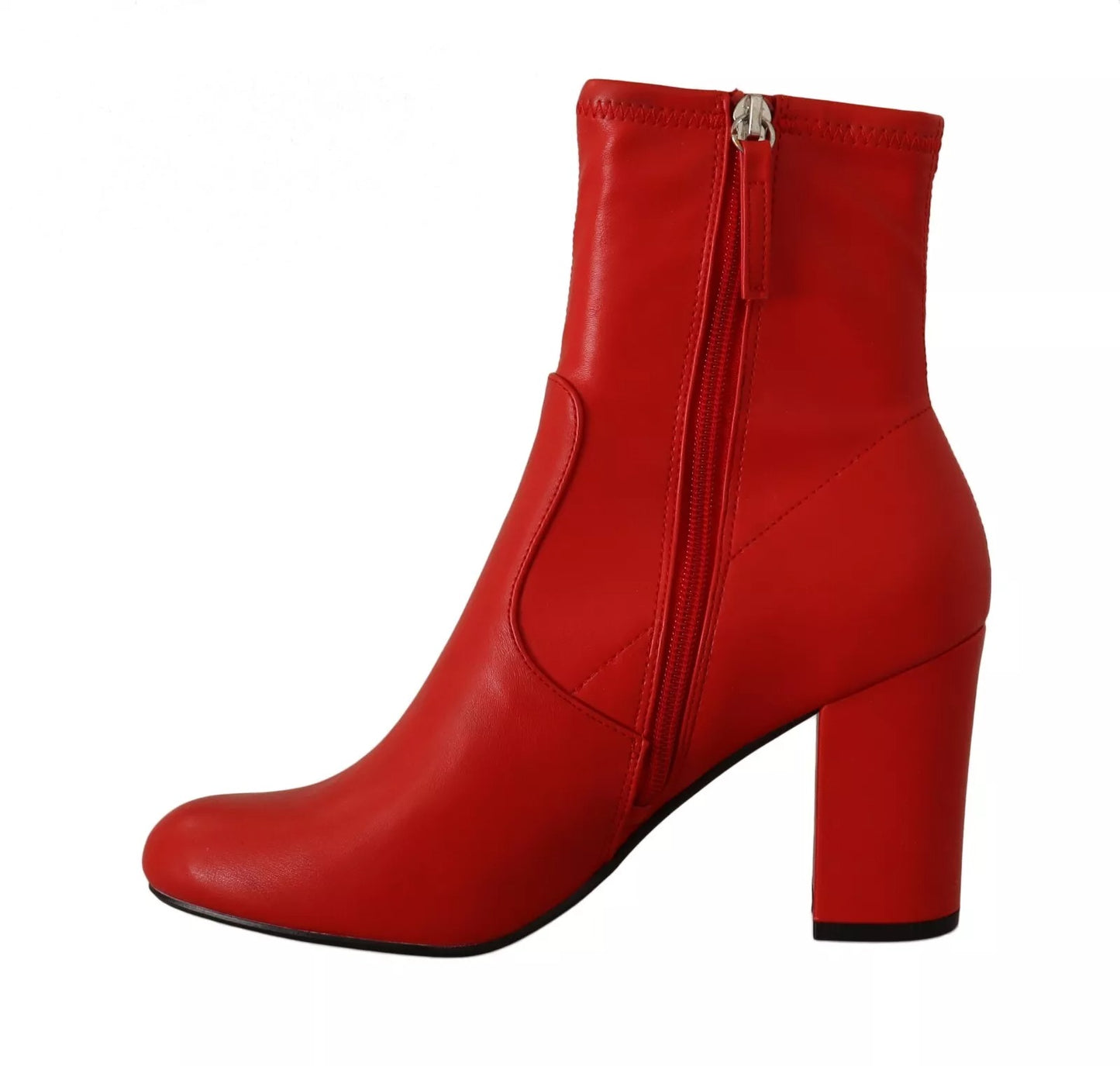 Steve Madden Red Leather Block Heels Ankle Boots Shoes