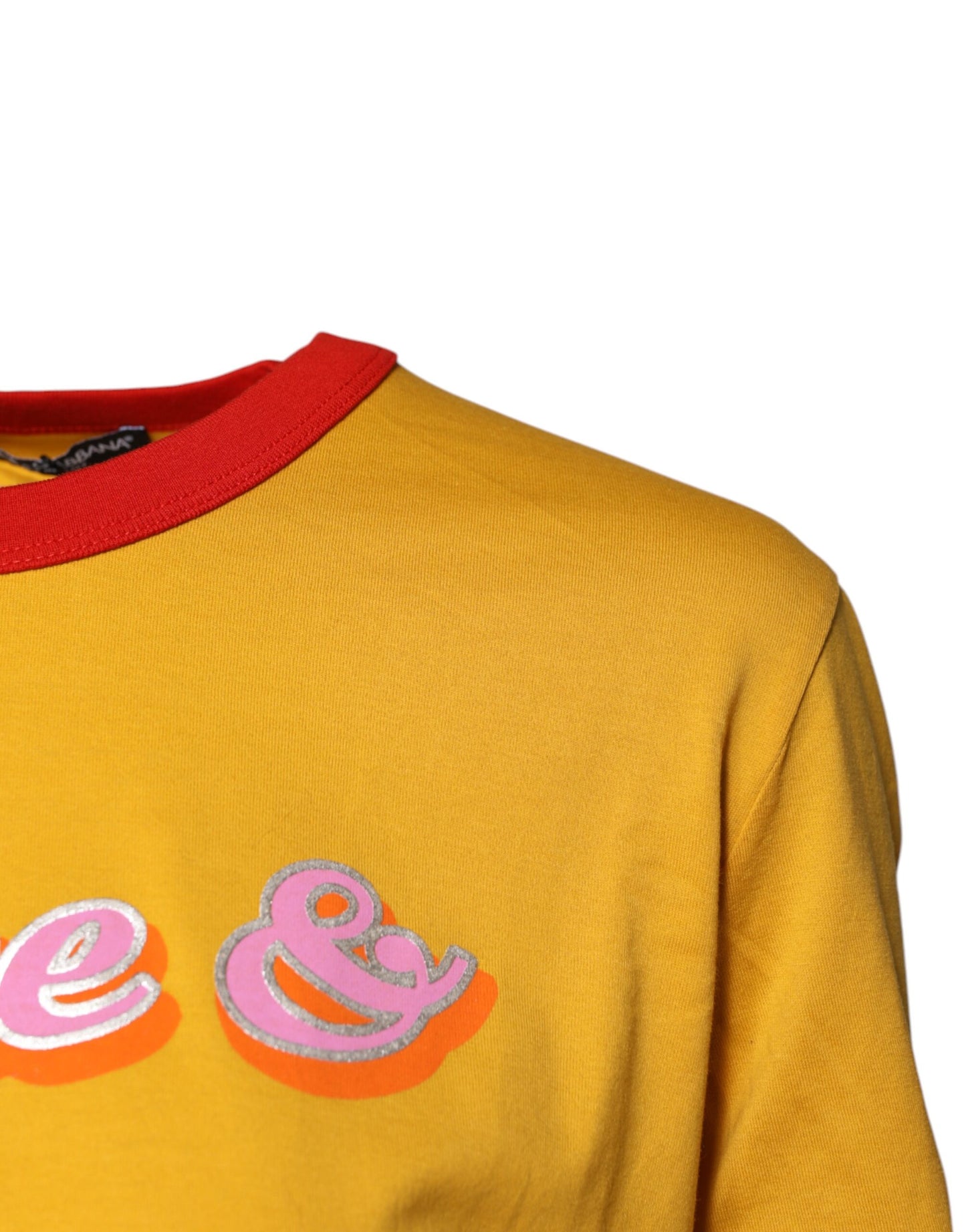 Dolce & Gabbana Yellow Printed Cotton Short Sleeves T-shirt