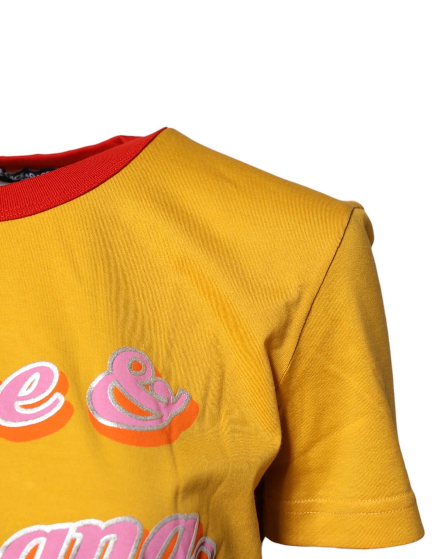 Dolce & Gabbana Yellow Printed Cotton Short Sleeves T-shirt