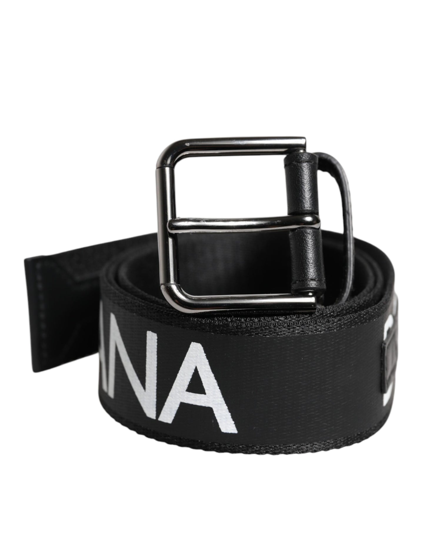 Dolce & Gabbana Black Leather Classic Metal Logo Buckle Belt Mens