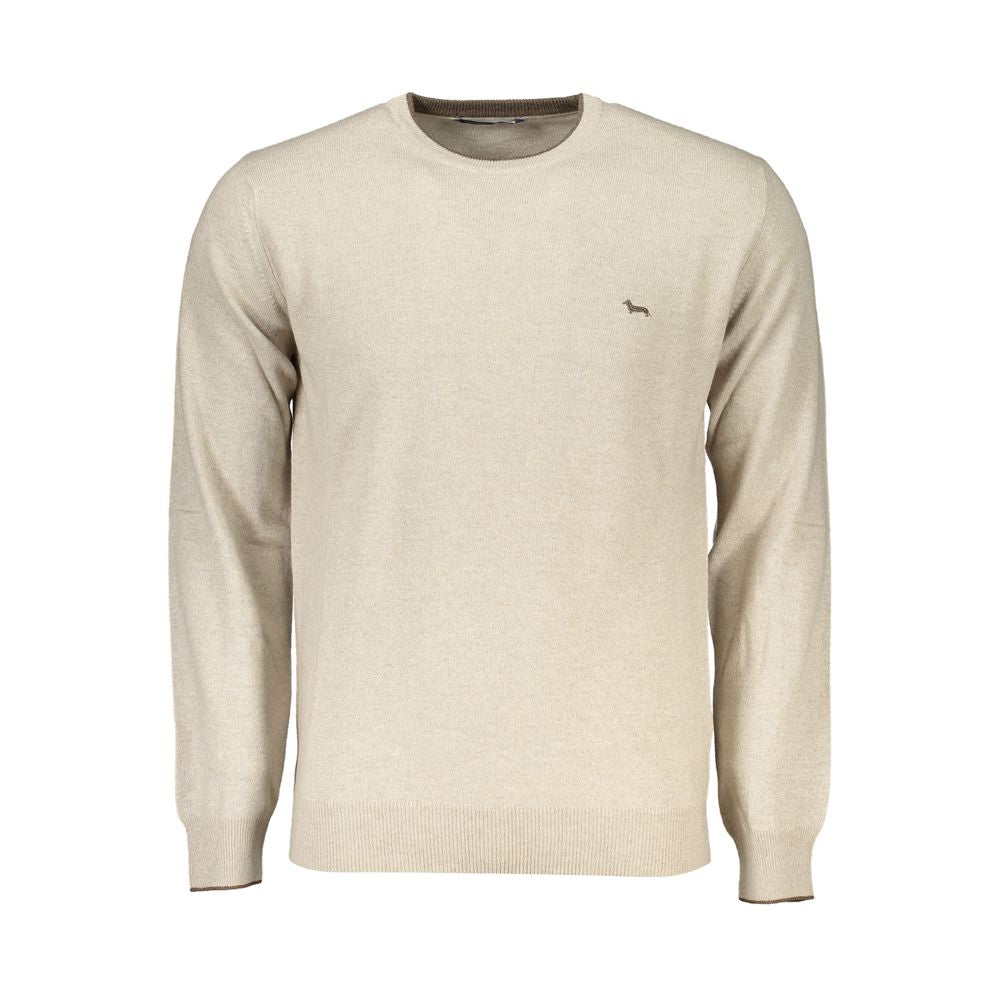 Harmont & Blaine Beige Crew Neck Luxury Sweater with Embroidery Mens Sweater