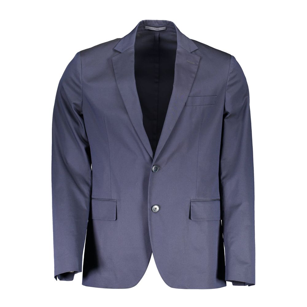 Gant Blue Cotton Men Jacket Mens Blazer
