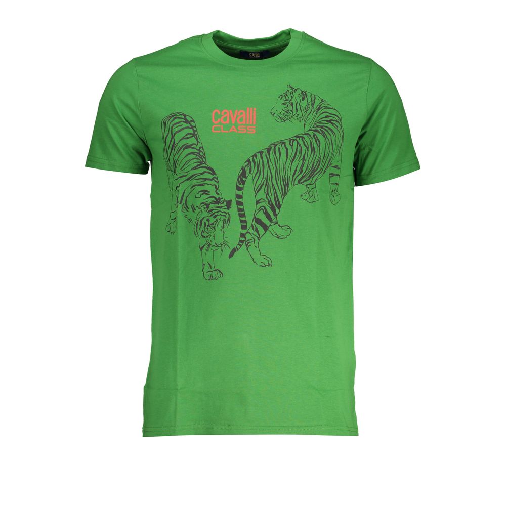 Cavalli Class Green Cotton T-Shirt Mens T-Shirt