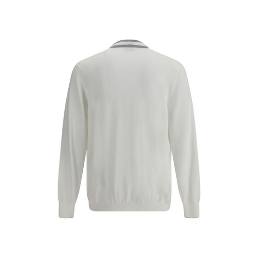 Brunello Cucinelli White Cotton Cardigan Mens Cardigan Mens Sweater