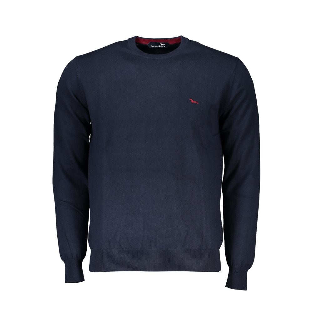 Harmont & Blaine Crew Neck Embroidered Blue Sweater Mens Sweater
