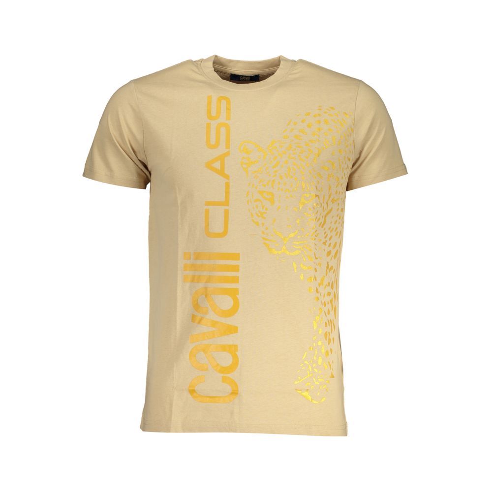 Cavalli Class Beige Cotton T-Shirt Mens T-Shirt