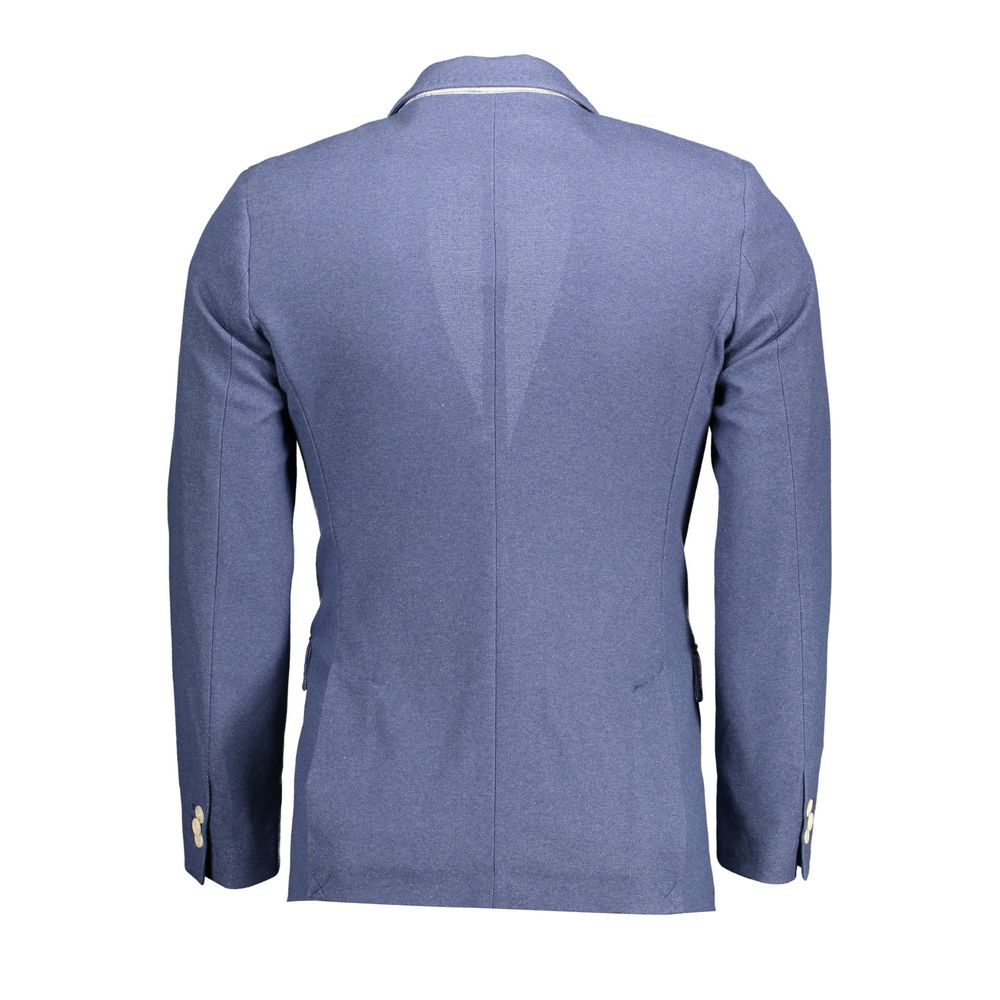 Gant Blue Cotton Men Jacket Mens Blazer