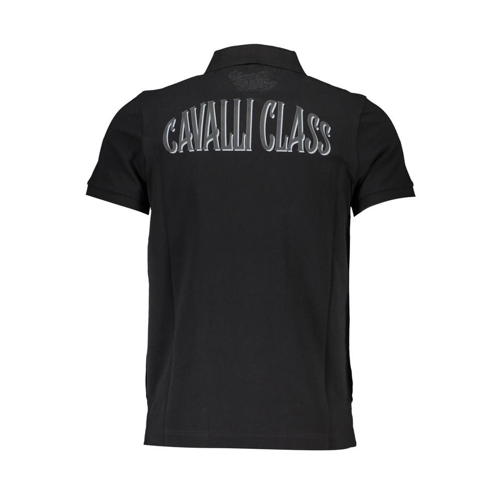 Cavalli Class Black Cotton Men Polo Shirt Mens T-Shirt