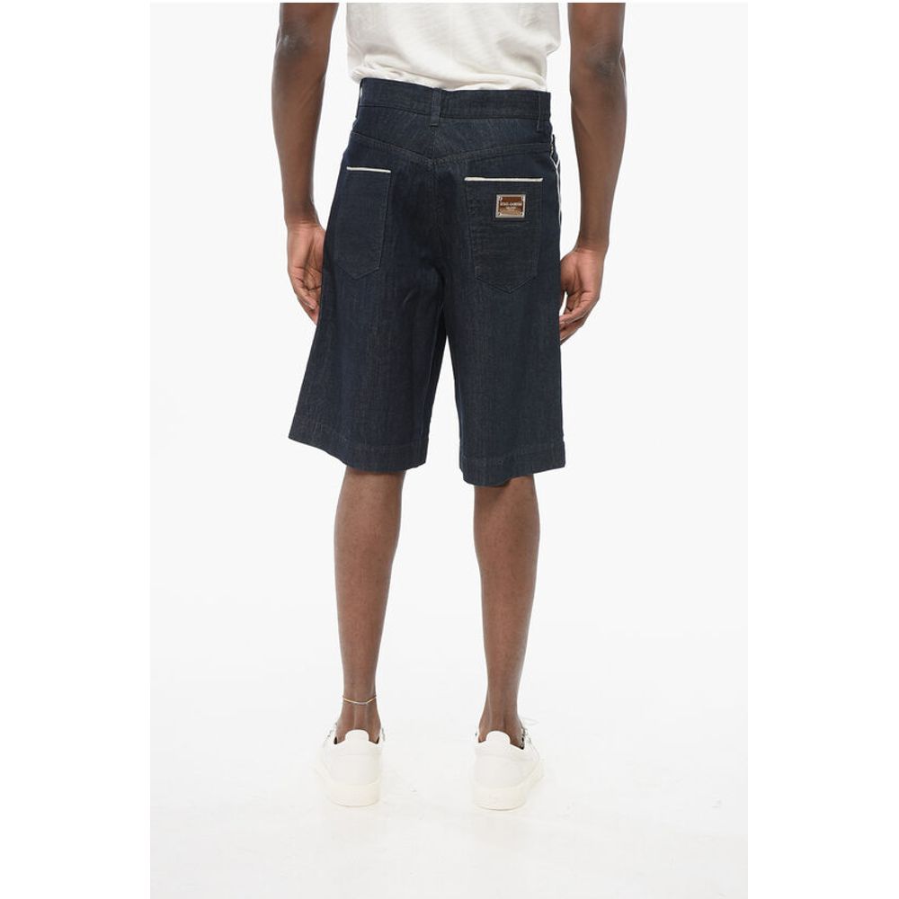 Dolce & Gabbana Dark Washed Denim Shorts with Contrasting Details