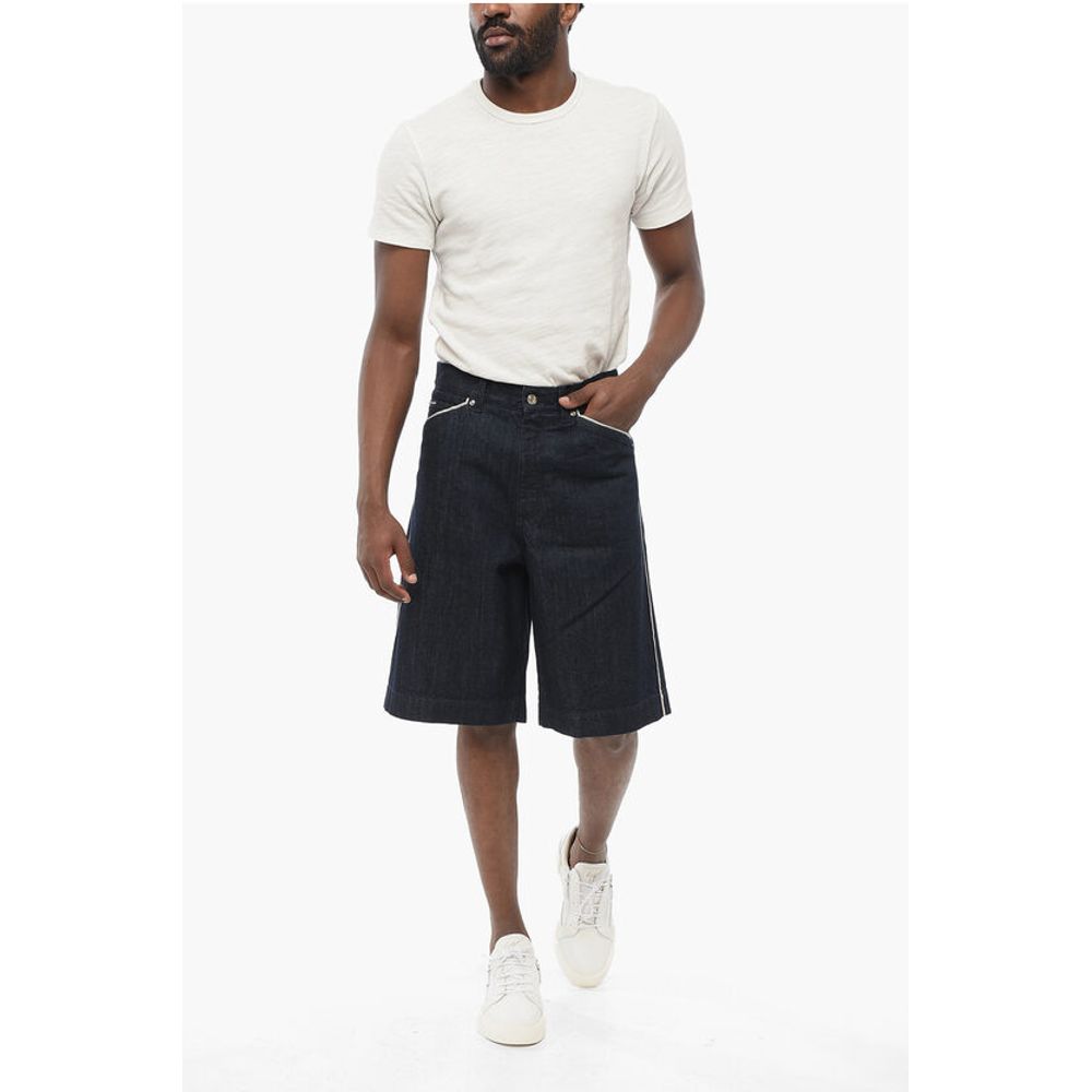 Dolce & Gabbana Dark Washed Denim Shorts with Contrasting Details