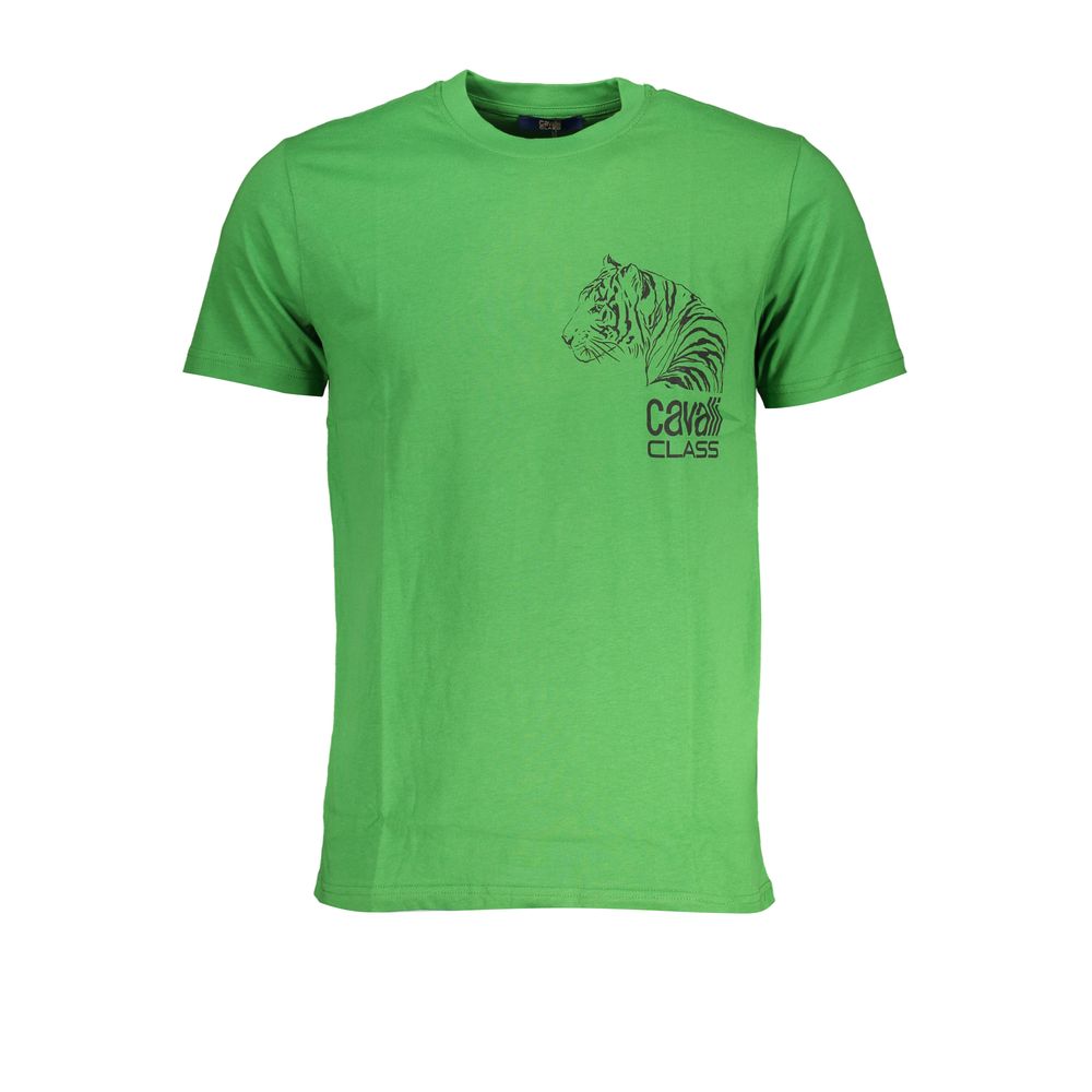 Cavalli Class Green Cotton T-Shirt Mens T-Shirt