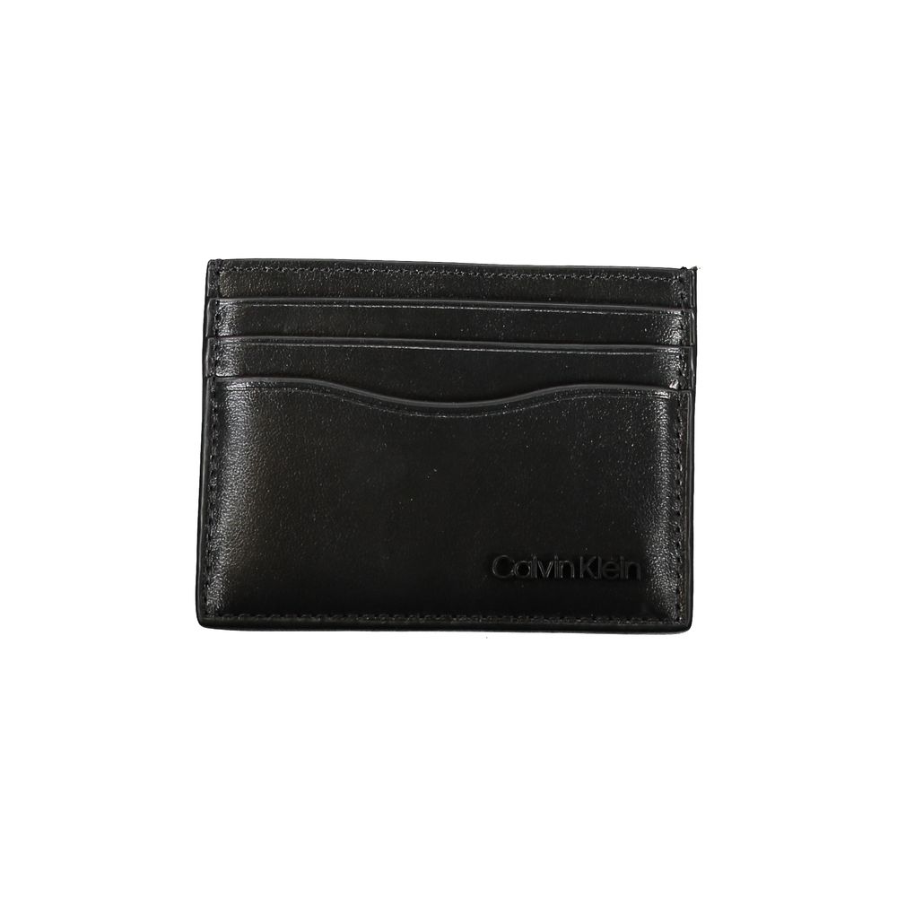 Calvin Klein Sleek Black Leather Card Holder Mens Wallet
