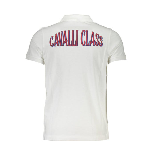 Cavalli Class White Cotton Polo Shirt