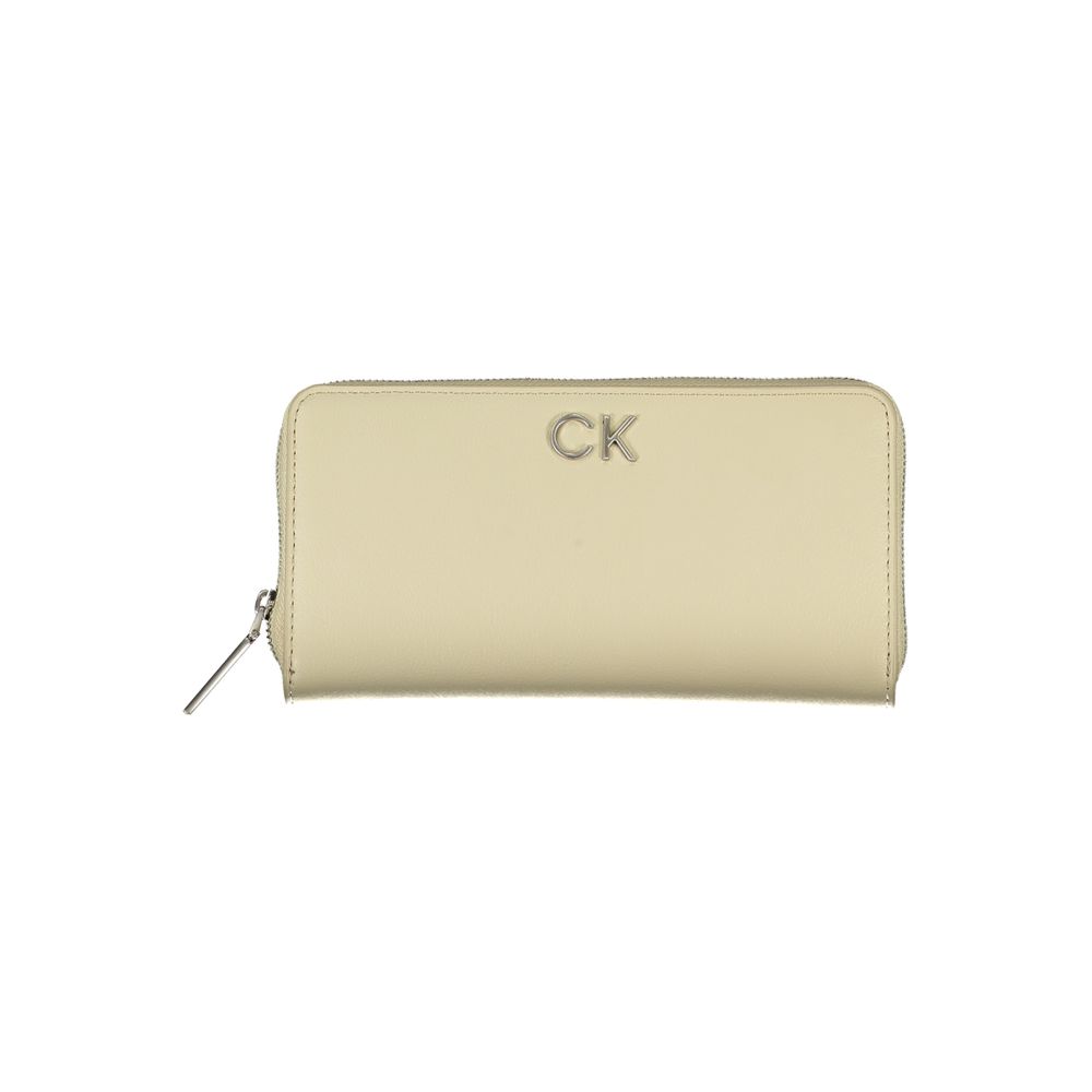 Calvin Klein Elegant Beige Zip Wallet with RFID Blocking Womens Wallet