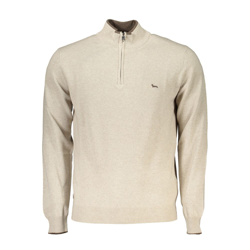 Harmont & Blaine Beige Half-Zip Sweater with Embroidery Detail Mens Sweater