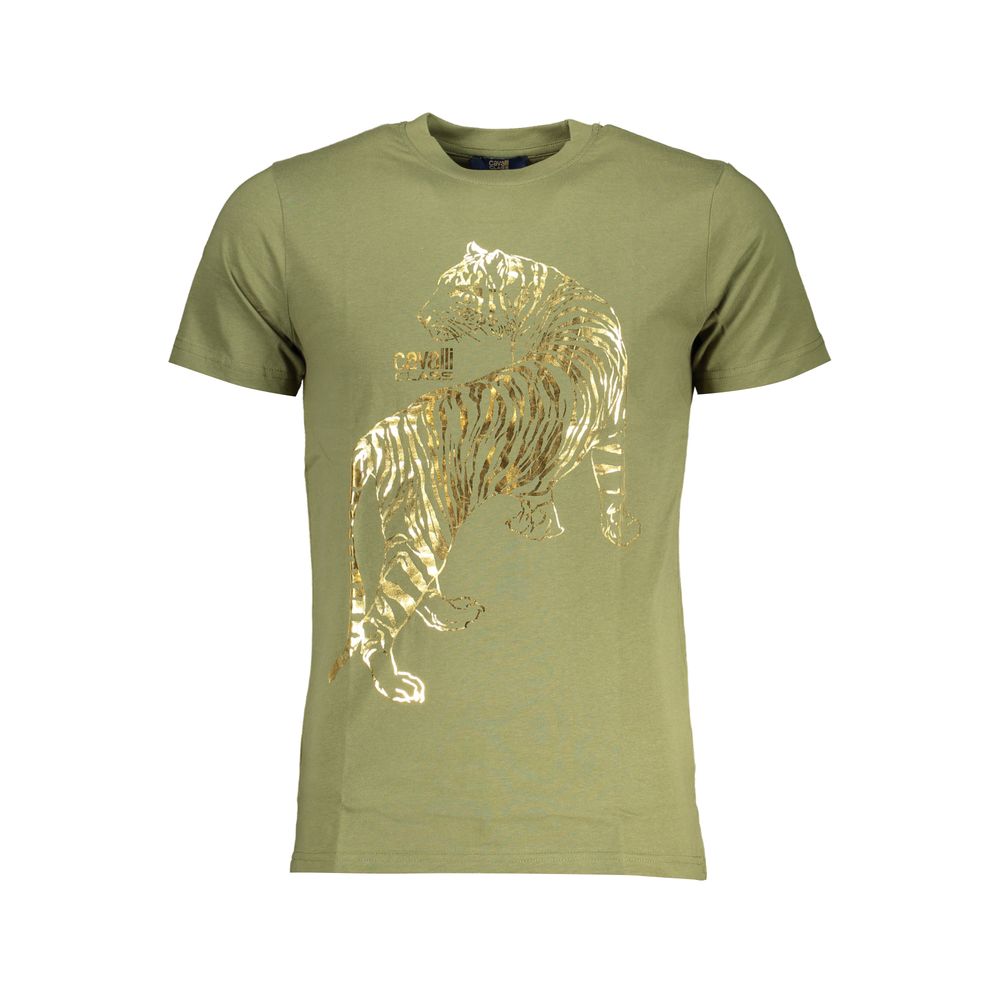 Cavalli Class Green Cotton T-Shirt Mens T-Shirt