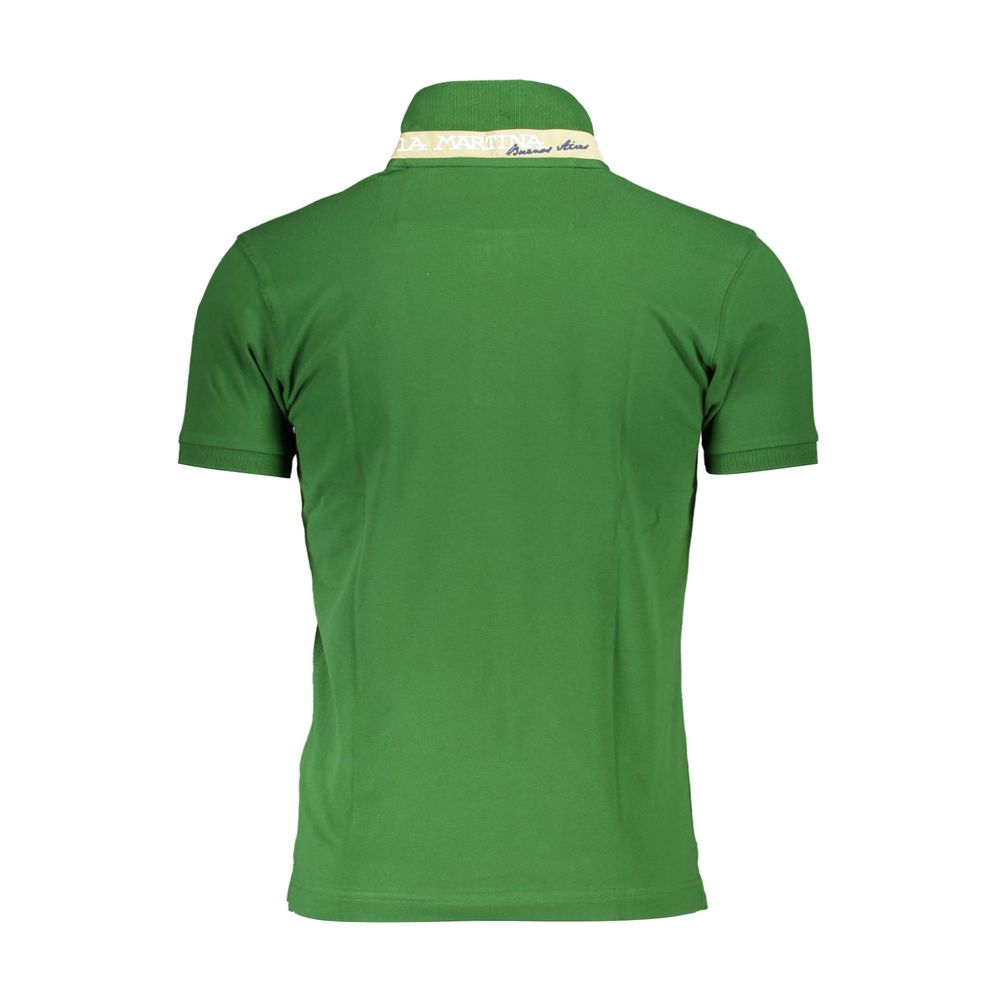 La Martina Sleek Green Slim Fit Polo with Contrast Detail Mens T-Shirt