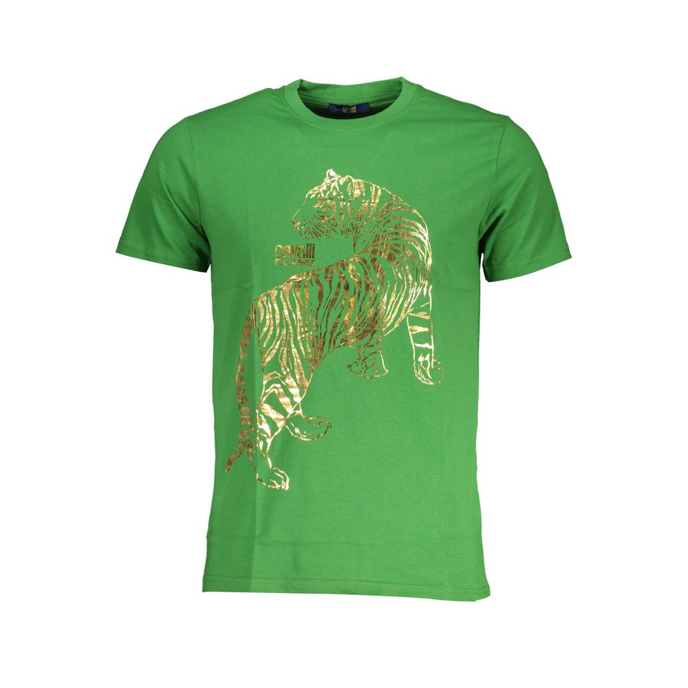 Cavalli Class Green Cotton T-Shirt Mens T-Shirt