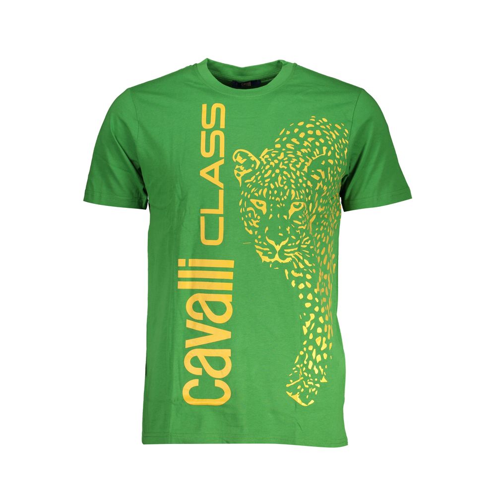 Cavalli Class Green Cotton T-Shirt Mens T-Shirt