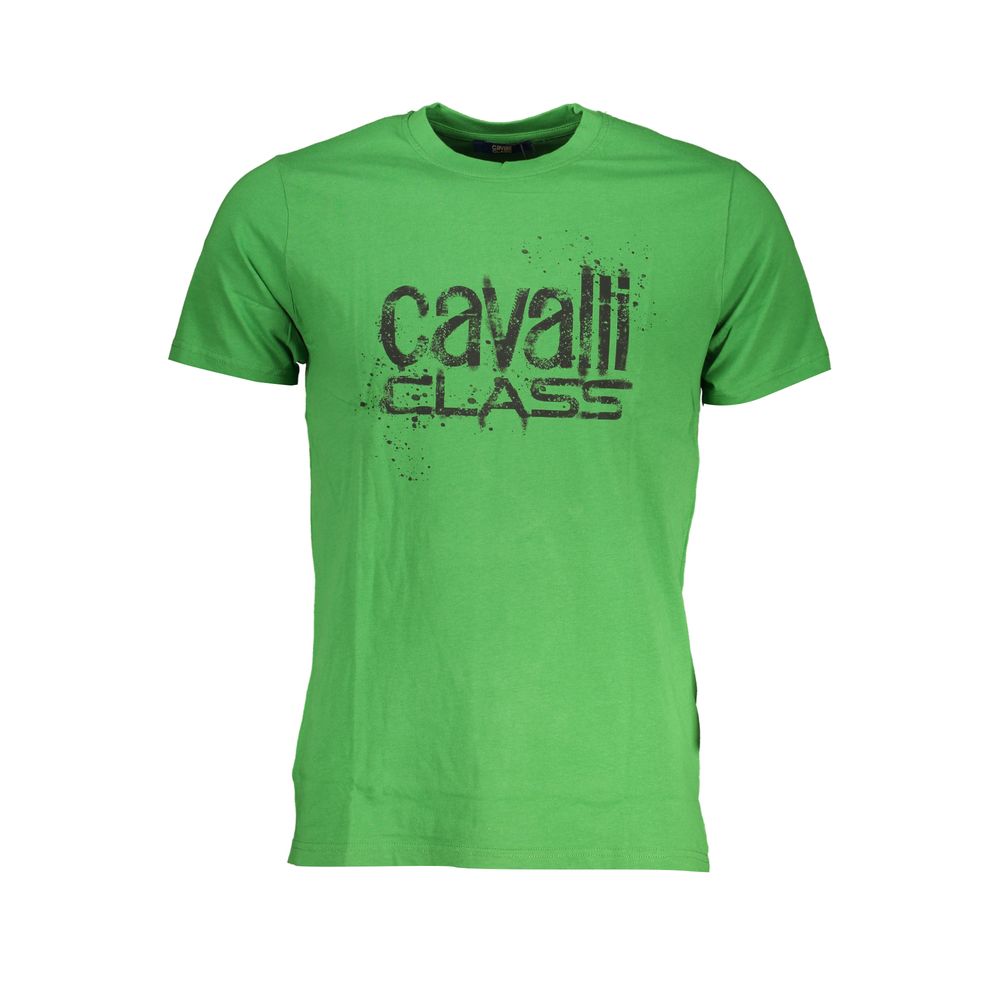 Cavalli Class Green Cotton T-Shirt Mens T-Shirt