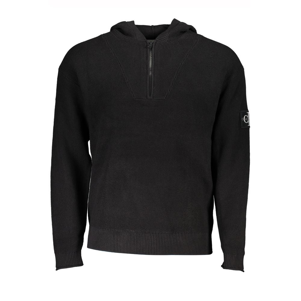 Calvin Klein Sleek Cotton Hooded Sweater with Logo Detail Mens Sweater