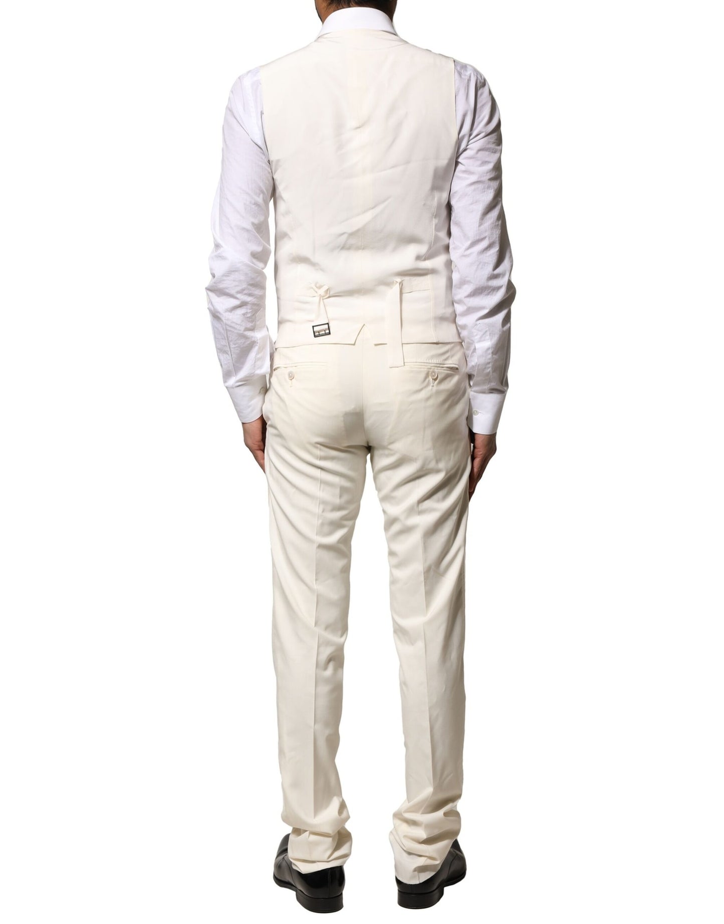 Dolce & Gabbana Ivory Wool 3 Piece Single Breasted Suit