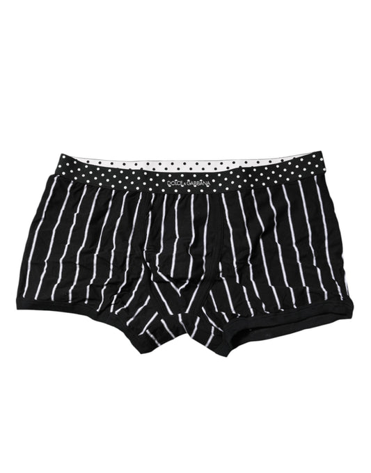 Dolce & Gabbana Black White Striped Regular Boxer Underwear
