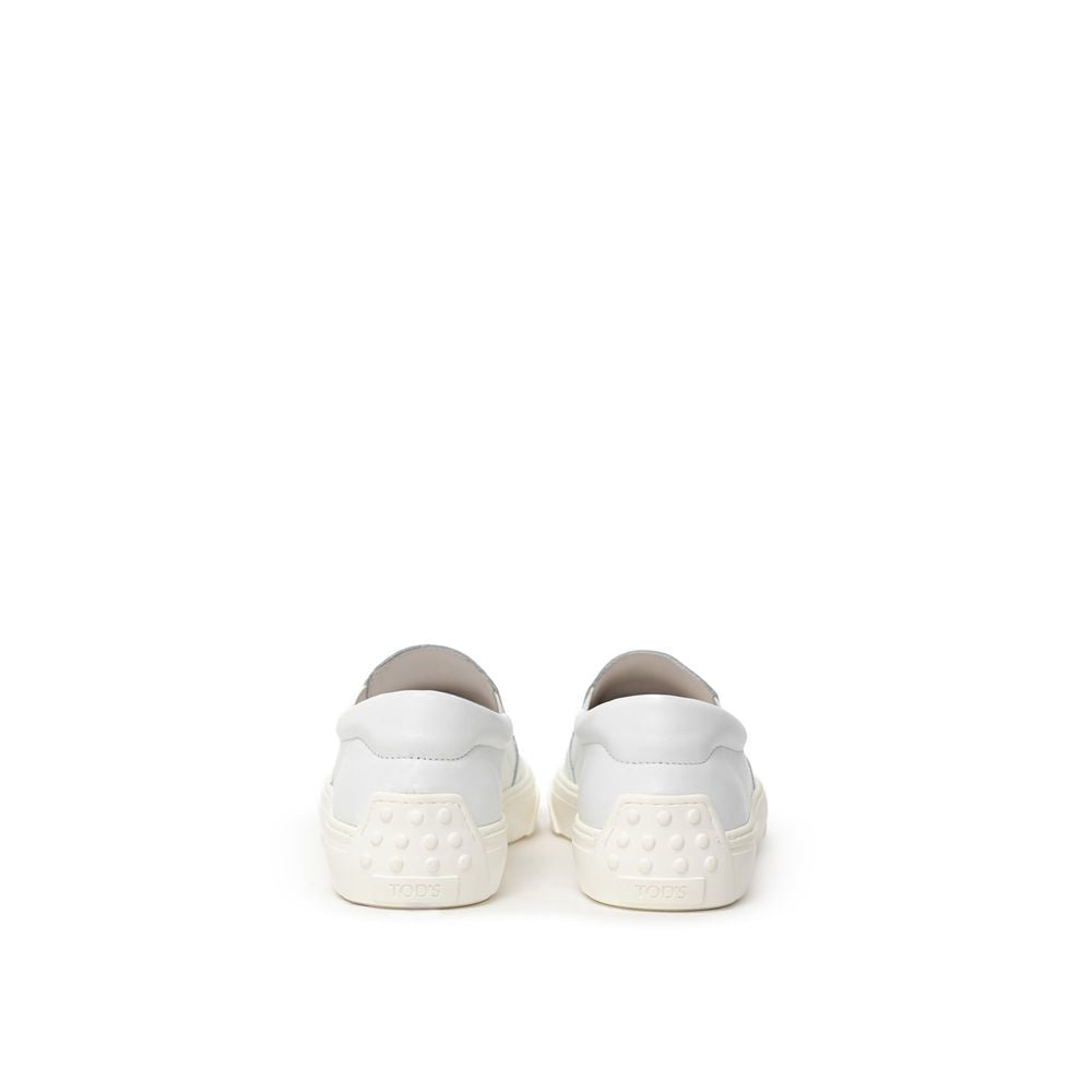 Tod's White Leather Flat