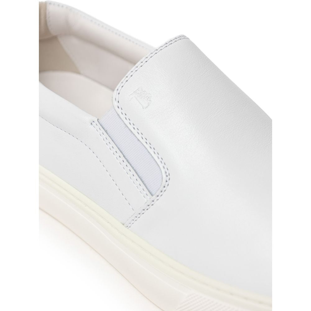 Tod's White Leather Flat