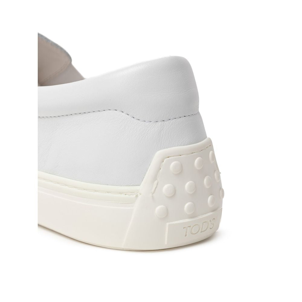 Tod's White Leather Flat
