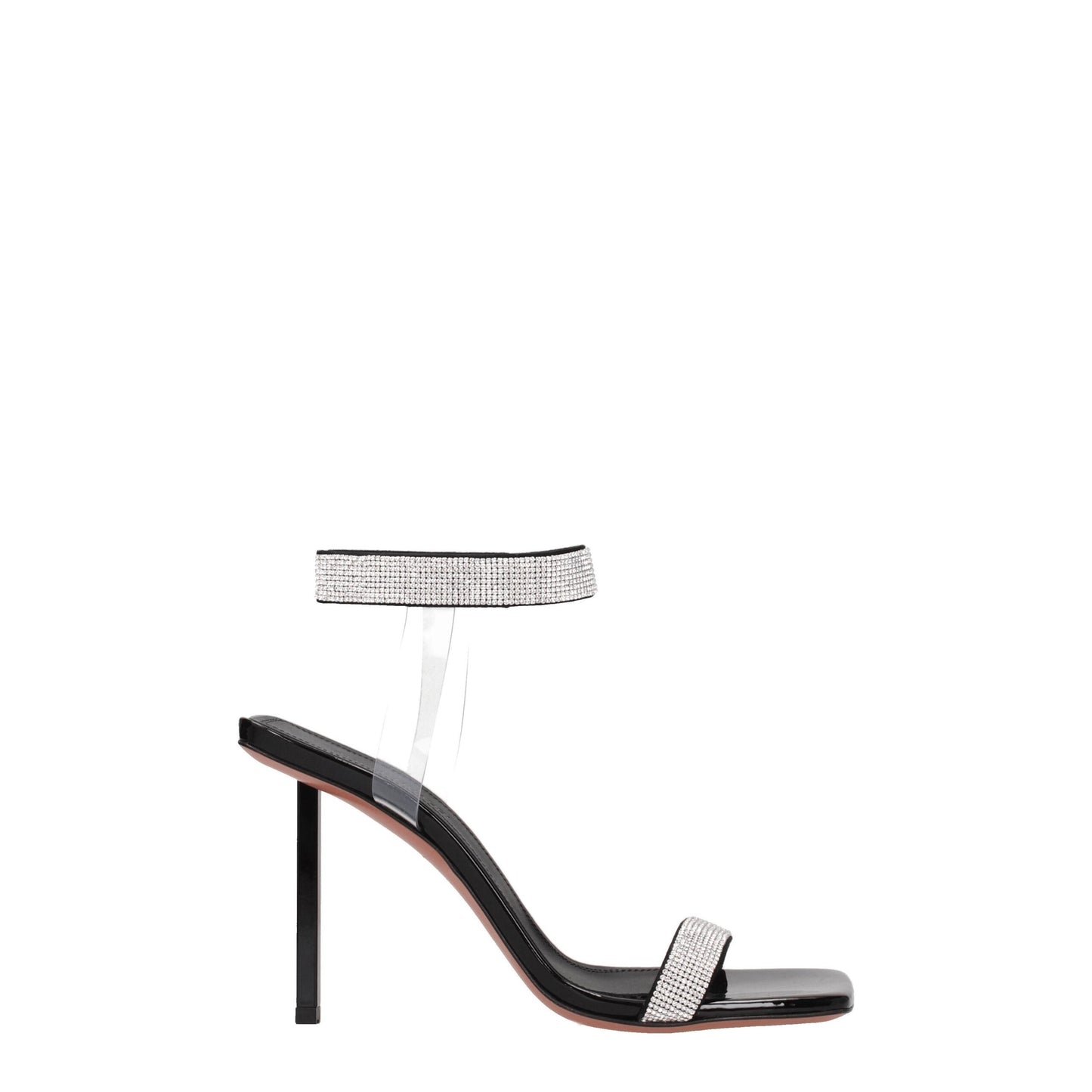 Amina Muaddi Black Crystals Stiletto Heel Sandals