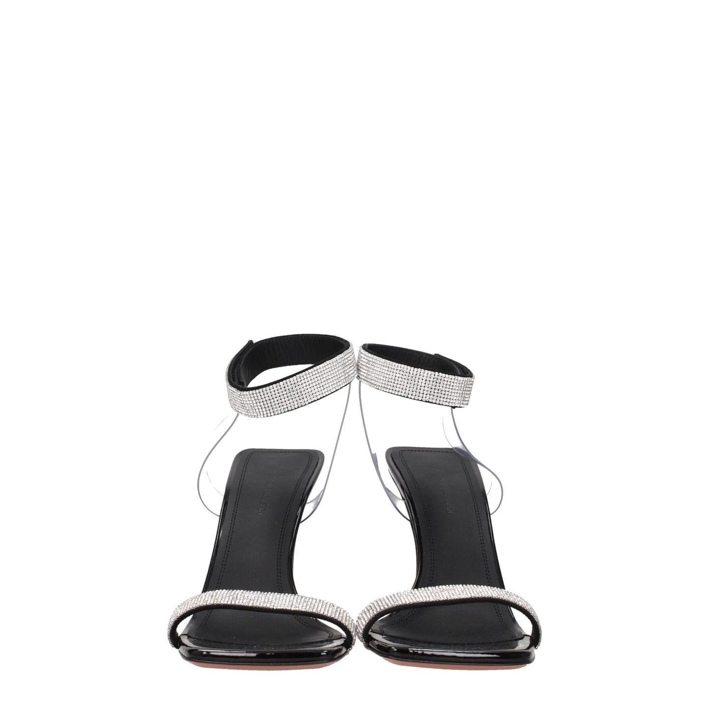Amina Muaddi Black Crystals Stiletto Heel Sandals