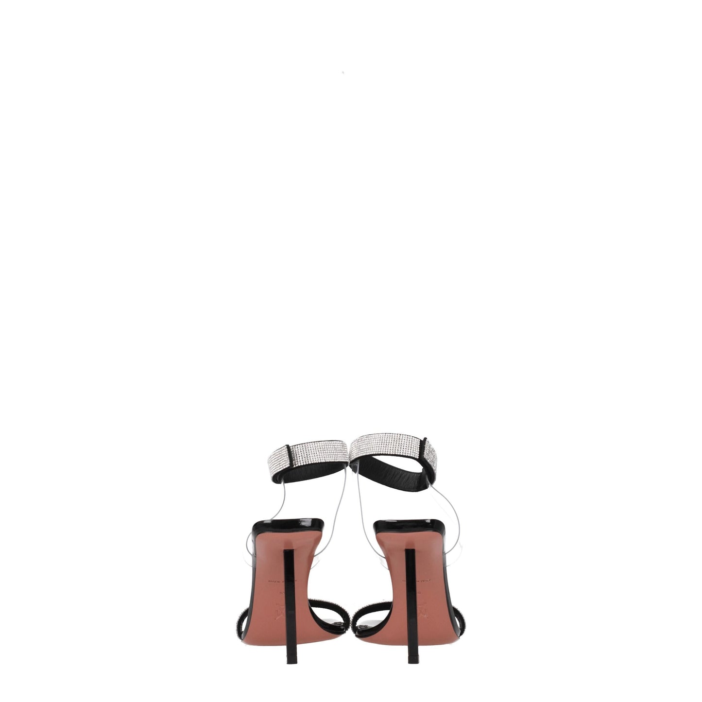 Amina Muaddi Black Crystals Stiletto Heel Sandals