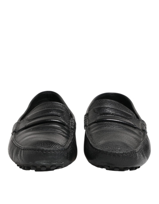 Dolce & Gabbana Black Leather Slip On Mocassin Loafer Shoes